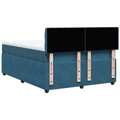 vidaXL Sommier à lattes de lit et matelas bleu 140x190 cm velours