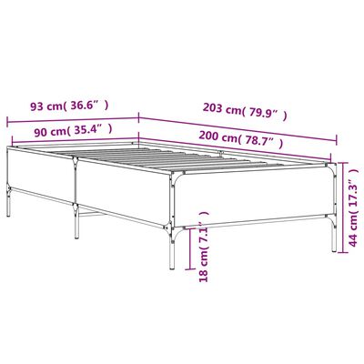 vidaXL Cadre de lit sans matelas chêne sonoma 90x200 cm