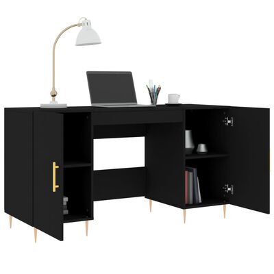 vidaXL Bureau noir 140x50x75 cm bois d'ingénierie