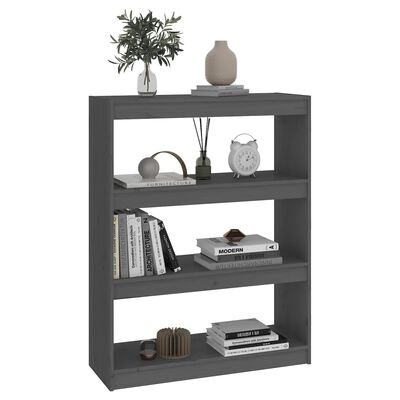 vidaXL Bibliothèque/Séparateur de pièce Gris 80x30x103,5 cm Pin massif