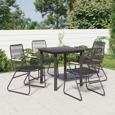 vidaXL Ensemble à manger de jardin 5 pcs Noir Rotin PVC