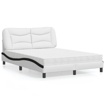 vidaXL Lit avec matelas blanc et noir 120x200 cm similicuir