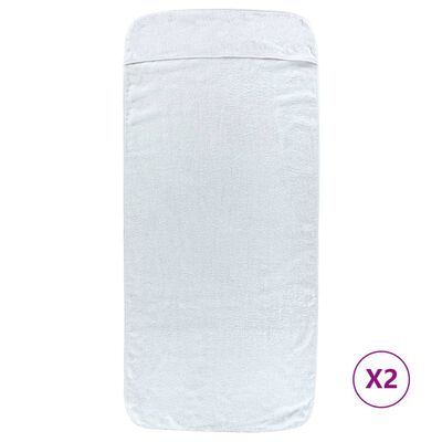 vidaXL Serviettes de plage 2 pcs blanc 60x135 cm tissu 400 GSM