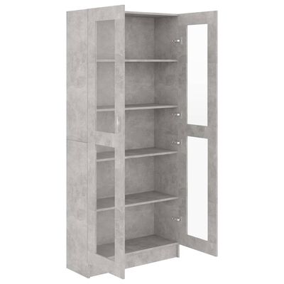 vidaXL Armoire à vitrine Gris béton 82,5x30,5x185,5 cm Bois ingénierie