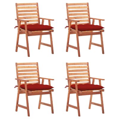 vidaXL Chaises à manger d'extérieur lot de 4 et coussins Acacia massif