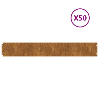 vidaXL Bordures de pelouse 50 pcs 15x103 cm acier corten flexible