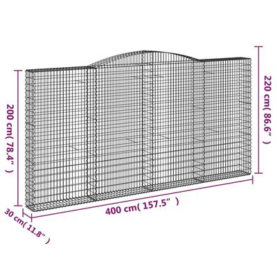 vidaXL Paniers à gabions arqués 6 pcs 400x30x200/220 cm Fer galvanisé