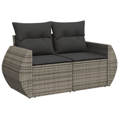 vidaXL Salon de jardin 8 pcs avec coussins gris résine tressée