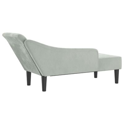 vidaXL Chaise longue avec coussins gris clair velours