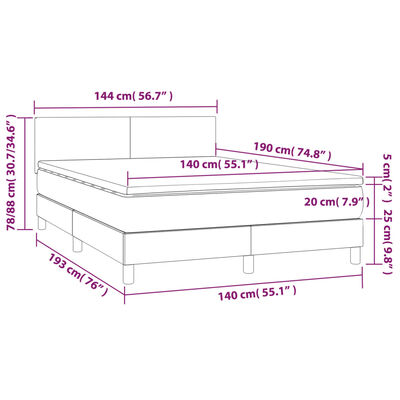 vidaXL Sommier à lattes de lit avec matelas Gris clair 140x190cm Tissu