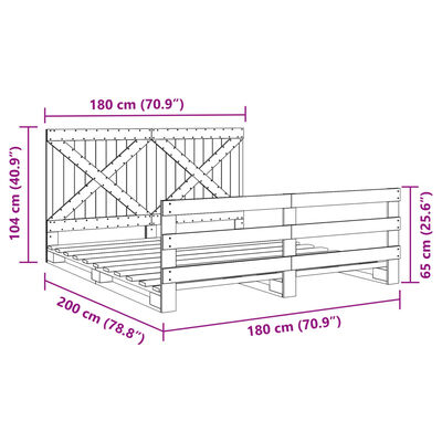 vidaXL Cadre de lit avec tête de lit 180x200 cm bois de pin massif