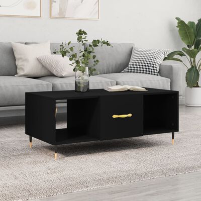 vidaXL Table basse noir 102x50x40 cm bois d'ingénierie