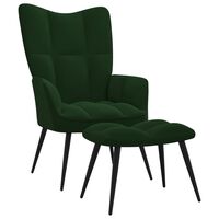 vidaXL Chaise de relaxation avec tabouret Vert foncé Velours