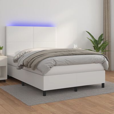 vidaXL Sommier à lattes de lit avec matelas et LED Blanc 140x200 cm