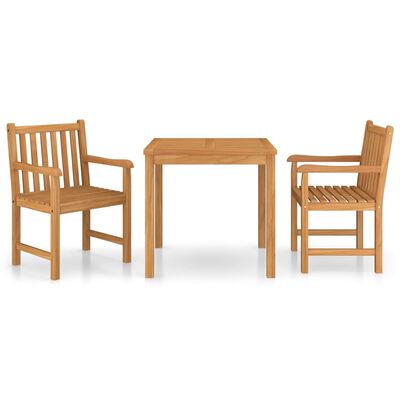 vidaXL Ensemble à manger de jardin 3 pcs Bois de teck solide