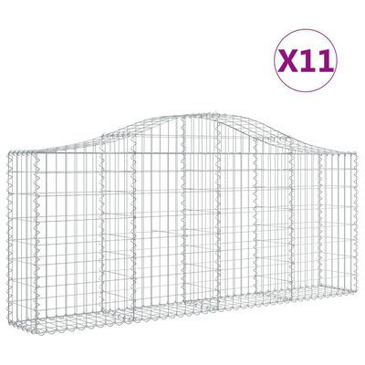 vidaXL Paniers à gabions arqués 11 pcs 200x30x80/100 cm Fer galvanisé