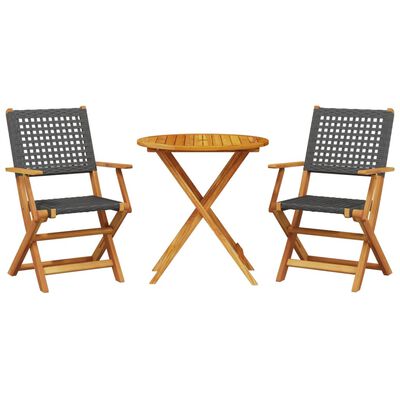 vidaXL Ensemble de bistro 3 pcs noir résine tressée et bois massif