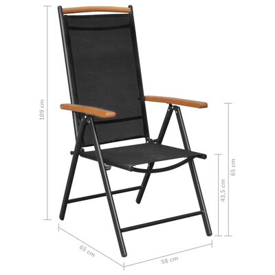 vidaXL Chaises de jardin pliables lot de 6 Textilène Noir