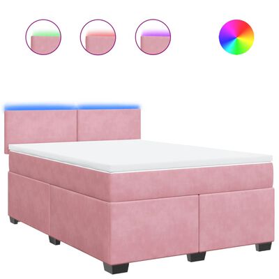 vidaXL Sommier à lattes de lit avec matelas Rose 140x200 cm Velours