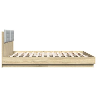 vidaXL Cadre de lit avec LED sans matelas chêne sonoma 160x200 cm