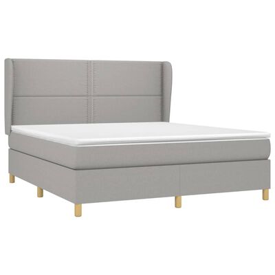 vidaXL Sommier à lattes de lit avec matelas Gris clair 160x200cm Tissu