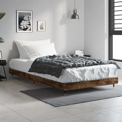 vidaXL Cadre de lit sans matelas chêne fumé 100x200 cm bois ingénierie