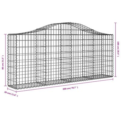 vidaXL Paniers à gabions arqués 11 pcs 200x30x80/100 cm Fer galvanisé