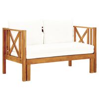 vidaXL Banc de jardin 2 places et coussins 122 cm Bois d'acacia massif