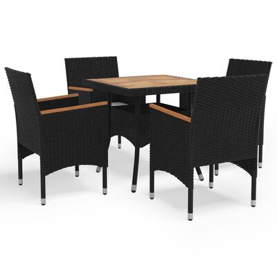 vidaXL Ensemble à manger de jardin 5 pcs Noir Résine tressée et acacia