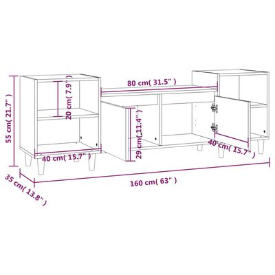 vidaXL Meuble TV Noir 160x35x55 cm Bois d'ingénierie