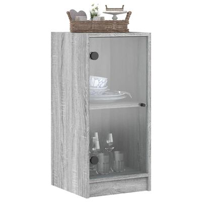 vidaXL Armoire latérale avec portes en verre sonoma gris 35x37x75,5 cm