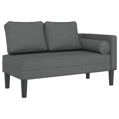 vidaXL Chaise longue avec coussins gris foncé tissu