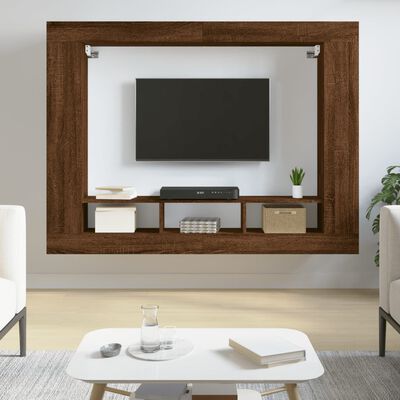 vidaXL Meuble TV chêne marron 152x22x113 cm bois d'ingénierie