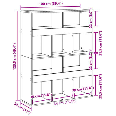 vidaXL Bibliothèque chêne artisanal 100x33x125,5 cm bois d'ingénierie