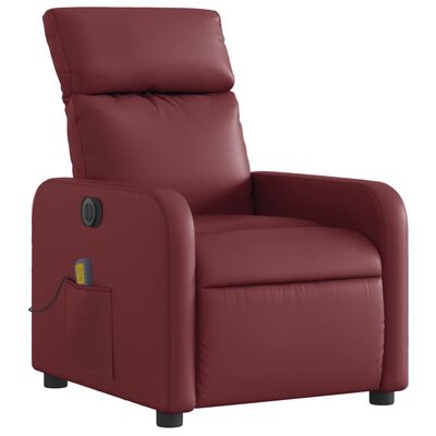 vidaXL Fauteuil de massage inclinable électrique rouge bordeaux