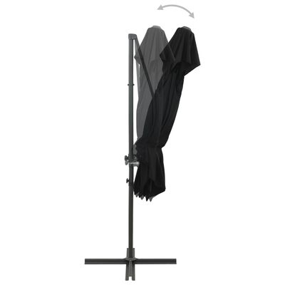 vidaXL Parasol de jardin en porte-à-faux à double toit noir 250x250 cm