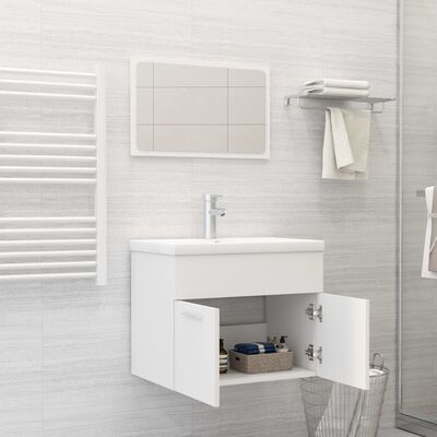 vidaXL Ensemble de meubles de salle de bain Blanc Aggloméré