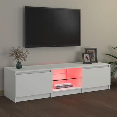 vidaXL Meuble TV avec lumières LED blanc 140x40x35,5 cm