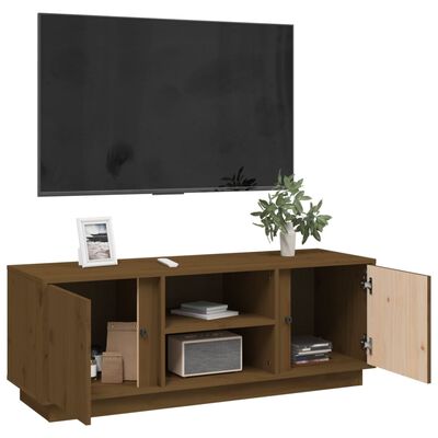 vidaXL Meuble TV Marron miel 110x35x40,5 cm Bois de pin massif