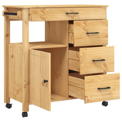 vidaXL Chariot de cuisine MONZA 84x40x90 cm bois massif de pin