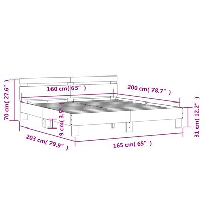 vidaXL Cadre de lit sans matelas chêne fumé 160x200 cm