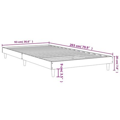 vidaXL Cadre de lit sans matelas chêne marron 90x200cm bois ingénierie