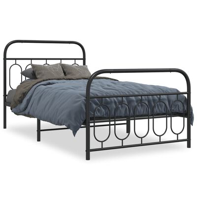 vidaXL Cadre de lit métal sans matelas et pied de lit noir 100x200 cm