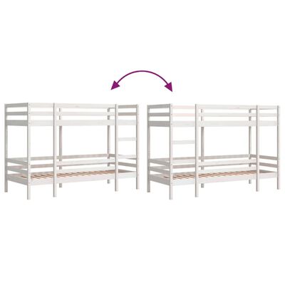 vidaXL Lit superposé sans matelas blanc 90x200 cm bois de pin massif