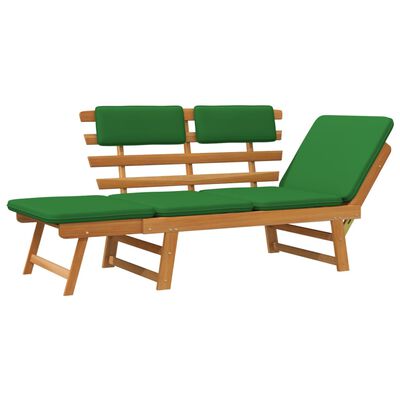 vidaXL Banc de jardin avec coussins 2-en-1 190 cm Bois solide d'acacia