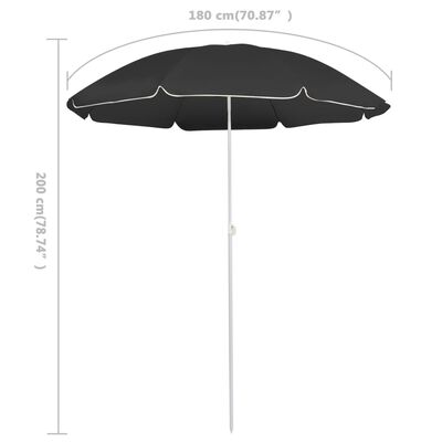 vidaXL Parasol de jardin avec mât en acier anthracite 180 cm