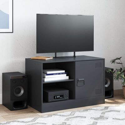 vidaXL Meuble TV noir 67x39x44 cm acier