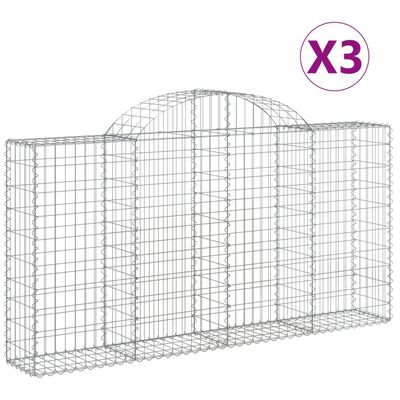 vidaXL Paniers à gabions arqués 3 pcs 200x30x100/120 cm Fer galvanisé