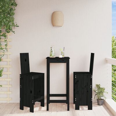 vidaXL Tabourets de bar lot de 2 noir 40x42x120 cm bois massif de pin