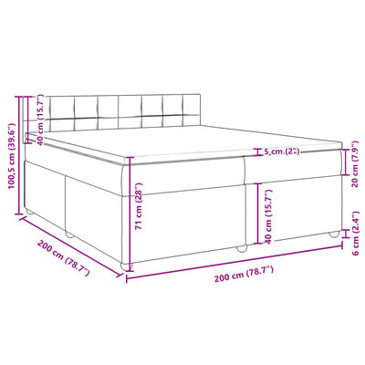 vidaXL Sommier à lattes de lit avec matelas Gris foncé 200x200cm Tissu